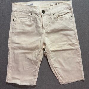 Gap‎ 1969 Shorts Skinny Bermuda WHITE Denim Mid Rise 25/0 legging jeans